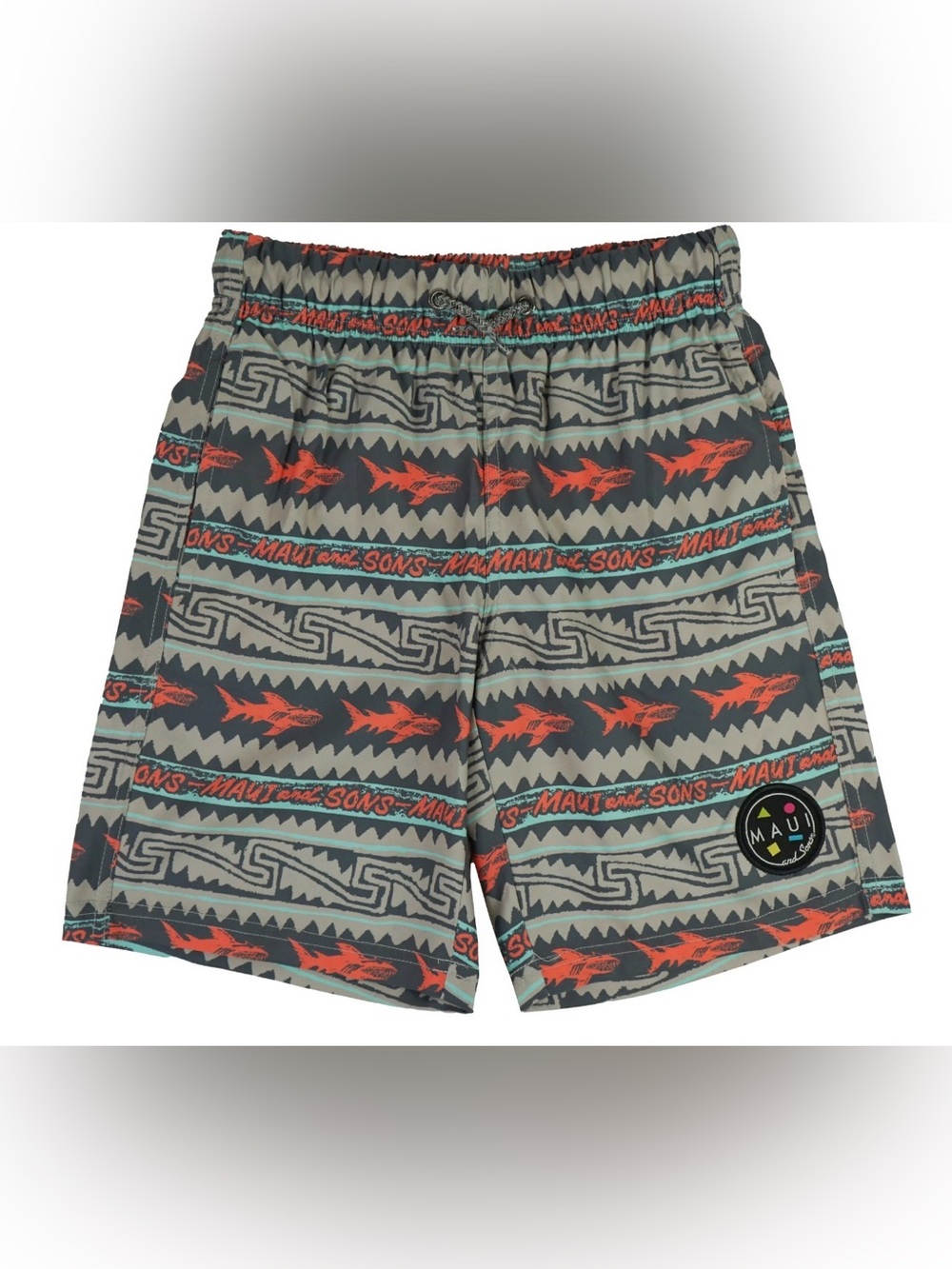 Maui and Sons El Sharko Boy's Swim Trunks Classic Quick Drying Pool Shorts